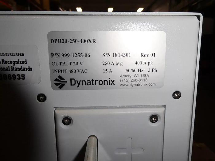 Used Dynatronix DPR20-250-400XR (999-1255-06) Pulse Power Supply 480 IN 20V Out 250A