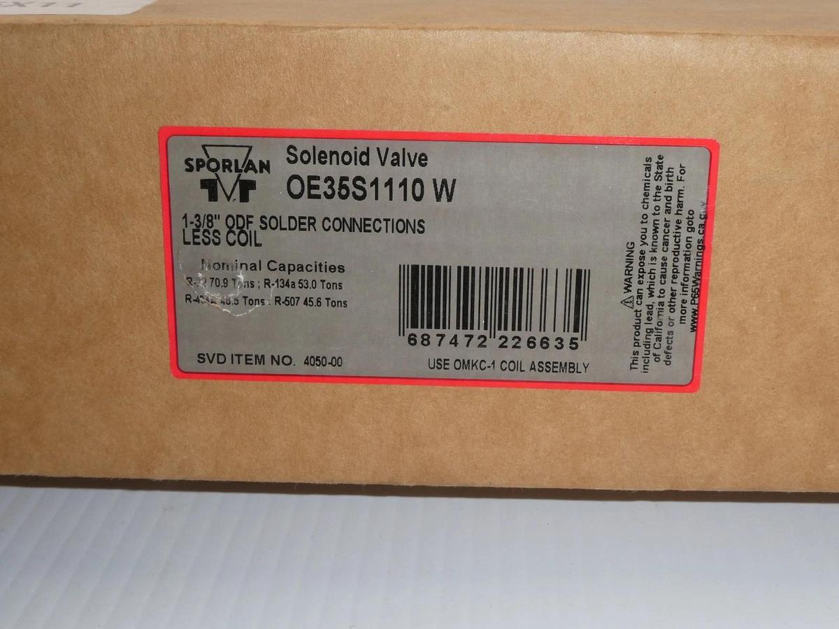 SPORLAN OE35S1110 4050-00 Solenoid valve 1-3/8" ODF "Less Coil"