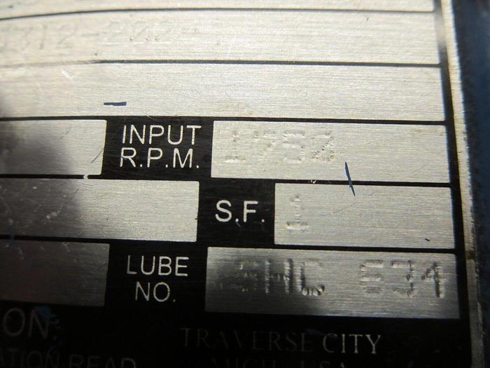 Used Cone Drive MHO 20-2 Gear Reducer Ratio 5:1 Rating 3.81 RPM 1750 SF 1