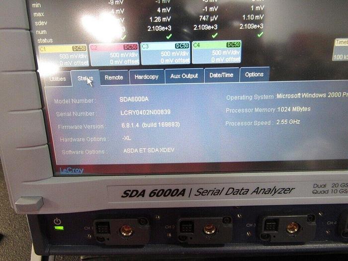 Used LeCroy  SDA-6000A Memory XL Serial Data Analyzer Dual 20 Gs/s Quad 1o Gs/s
