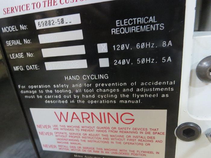 Used Molex 69002-5001 Punch Press 120V 60HZ 8A