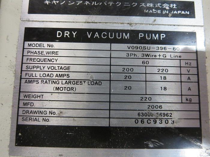 Used Anelva/V090S-NU Dry Pump W-Pump Controller See Description Parts &-Or Repair