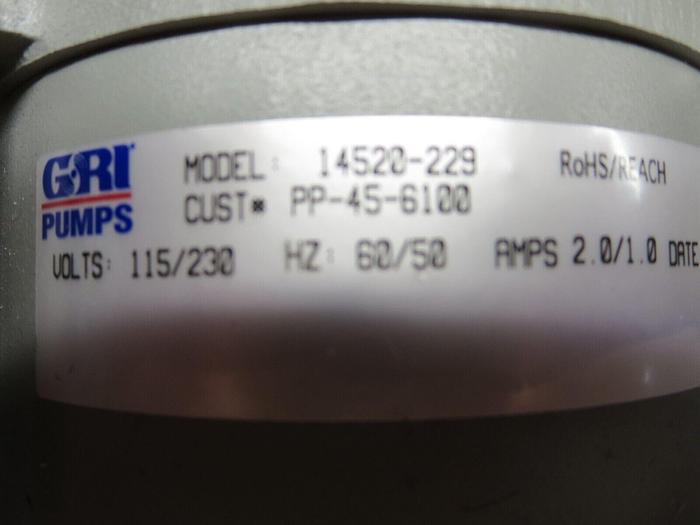 Used GRI Pump W/MAC Motor 14520-229 & B7245-3 Pump W/Motor Mag Drive Hazardous Duty