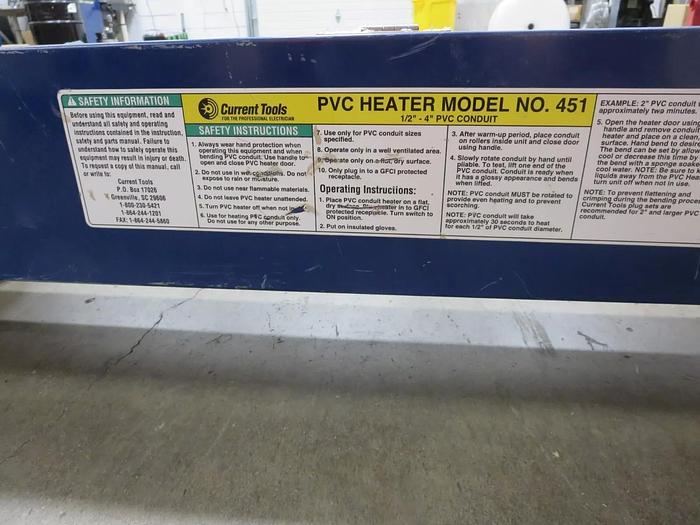Used Current Tools 451 PVC Conduit Htr 1/2" To 4" 115VAC 20A 60HZ 2300W #3