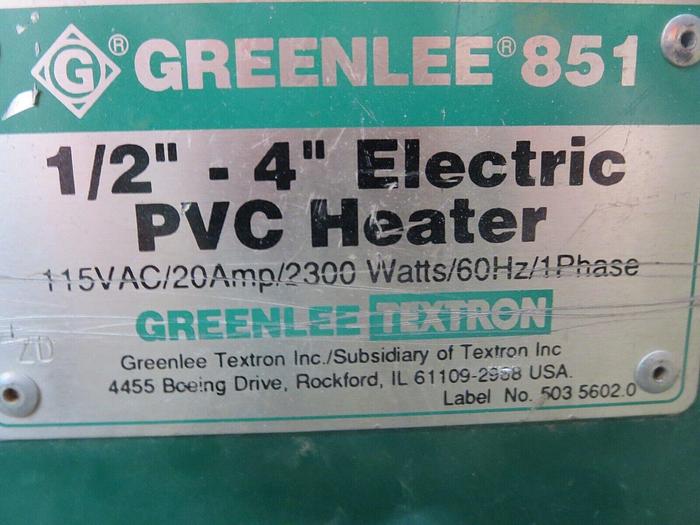 Used Greenlee (Textron) 851 PVC Conduit Heater 1/2 To 4" 115V 20A 60HZ 1PH 2300W