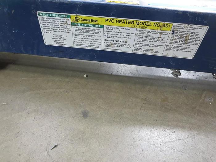 Used Current Tools 451 PVC Conduit Htr 1/2" To 4" 115VAC 20A 60HZ 2300W (#4)