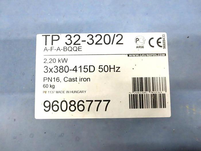 Used Grondfos 96086777 Pump SingleStage Centrifugal 3HP 50HZ 380-415DV 3PH