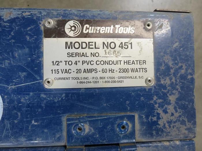 Used Current Tools 451 PVC Conduit Htr 1/2" To 4" 115VAC 20A 60HZ 2300W (#4)