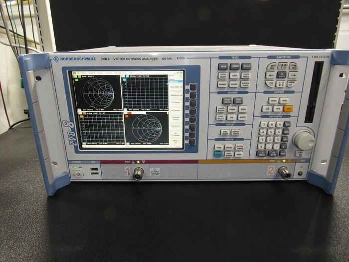 Used R&S ZVB8 (1145.1010.08) Network Analyzer 300KHz to 8GHz, 1Hz Resolution, 2 ports R&S ZVB8