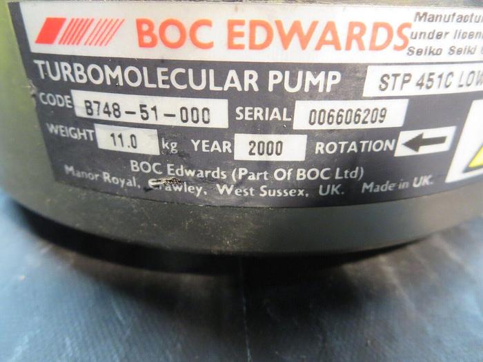 Used BOC Edwards Code B748-51-000 Turbomolecular Pump STP 451C Low Field Not Tested
