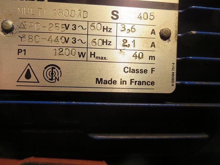 Used KSB 1800 1D Water Pump Assembly S405 Classe F Hmax 40M 1200W