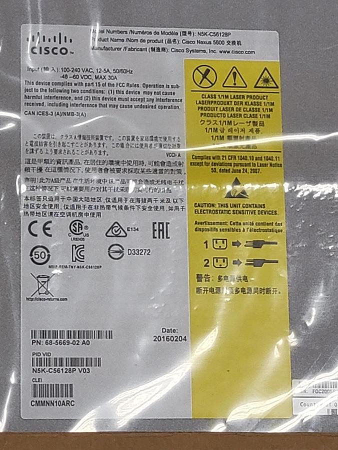 Used Cisco N5KC56128P V03