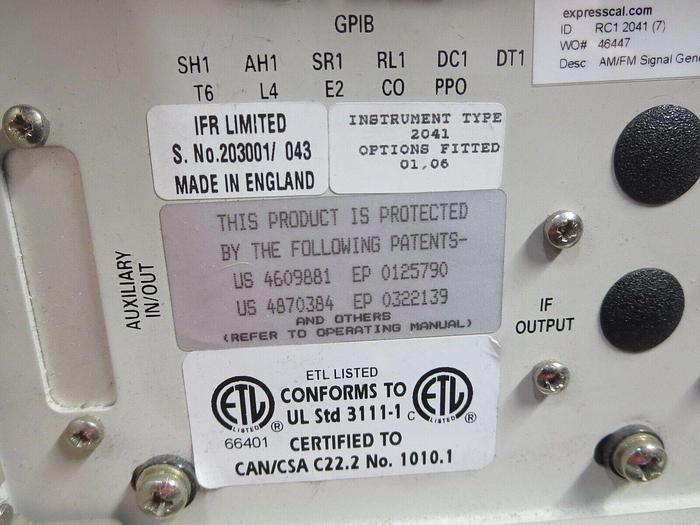 Used IFR Systems  IFR 2041 Signal Generator Avionics Low Noise 10 KHz - 2.7 GHz
