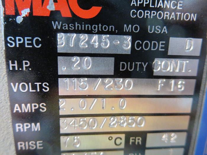 Used GRI Pump W/MAC Motor 14520-229 & B7245-3 Pump W/Motor Mag Drive Hazardous Duty