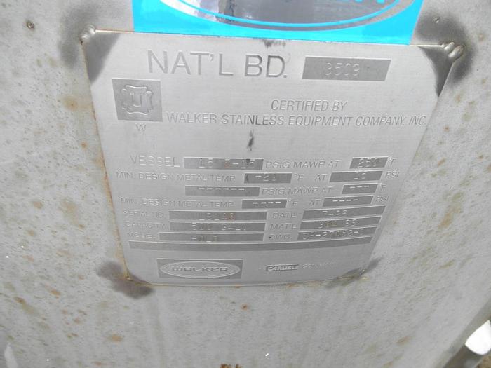 Used Tank, 500 Gallon, 304 S/st, 15 PSI Internal, DT/DB, #S740441