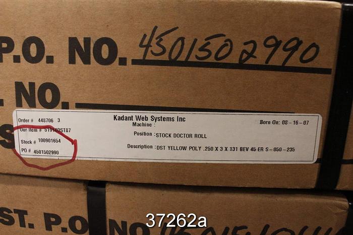 Used Kadant Doctor Blade, DST Yellow Poly, .025"x3x131 #37262