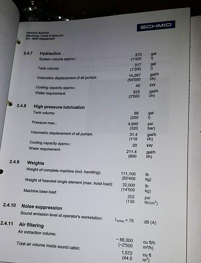 Used SCHMID MODEL T630 STEERING RACK FORMING PRESS