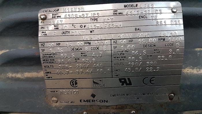 Used Emerson Motor Co. 15 HP Electric Motor