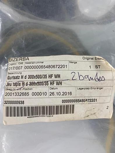 Bizerba Spare Parts Tapis H d 300x500/35 HF WH Part No. 65480672201
