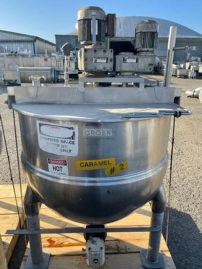 Used Groen 150 Gallon Stainless Steel Jacketed Mix Kettle With Dual Agitation