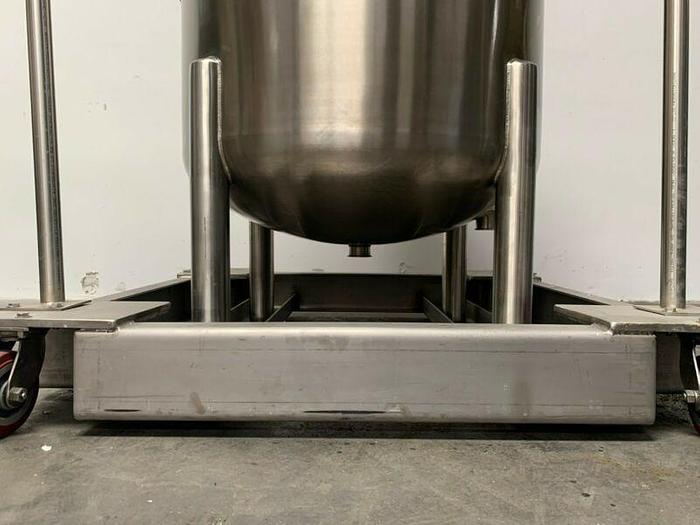 Used Optimum Stainless Steel 225 Gallon Pressure Vessel / Tank On Rolling Cart 75 PSI