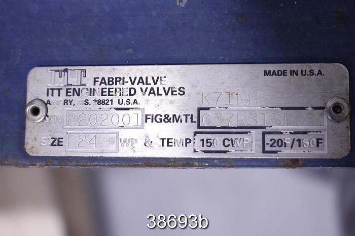 Used Fabri 24" Hand Operated Knife Gate Valve #38693
