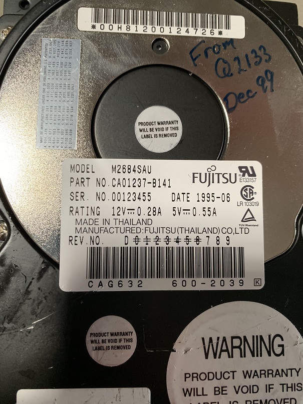 Used Fujitsu 520MB 4500RPM SCSI Pin Internal Hard Drive M2684SAU