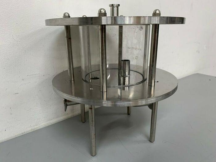 Used Glass Chromatography Column 2.3 Liter Sample Tank w/ 1" & 3/4" Sanitary Fittings