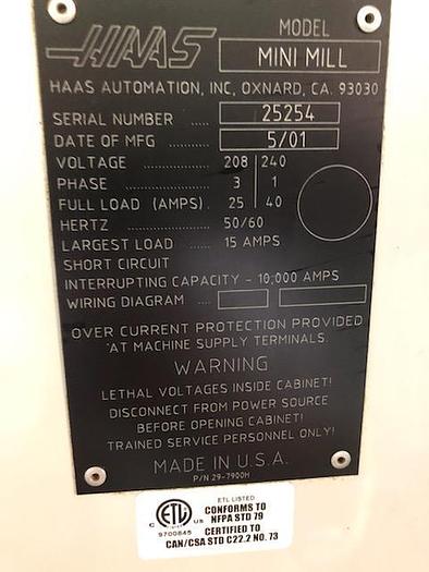 Used 2001 Haas Mini Mill