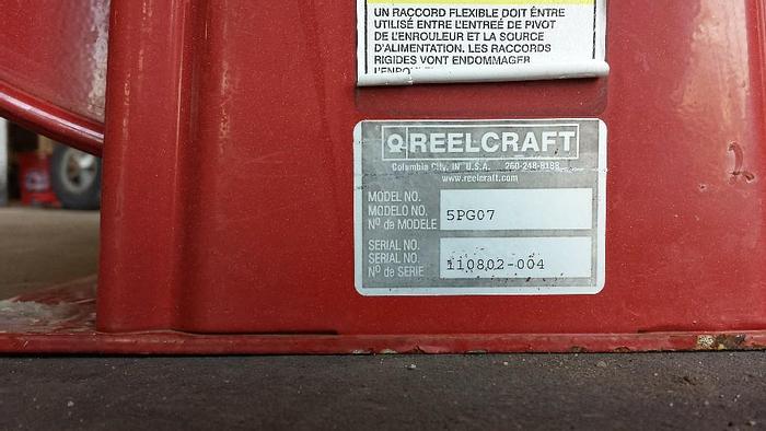 Used GOOD USED REELCRAFT HOSE REEL W/ HOSE 75 FT. 1" MODEL # 5PG07
