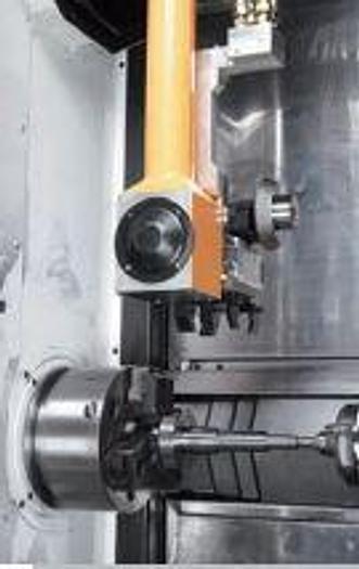 Used FUJI ANS-320TTS TWIN TURRET CNC LATHE WITH ROBOT LOAD/UNLOAD AND STOCKER TABLES