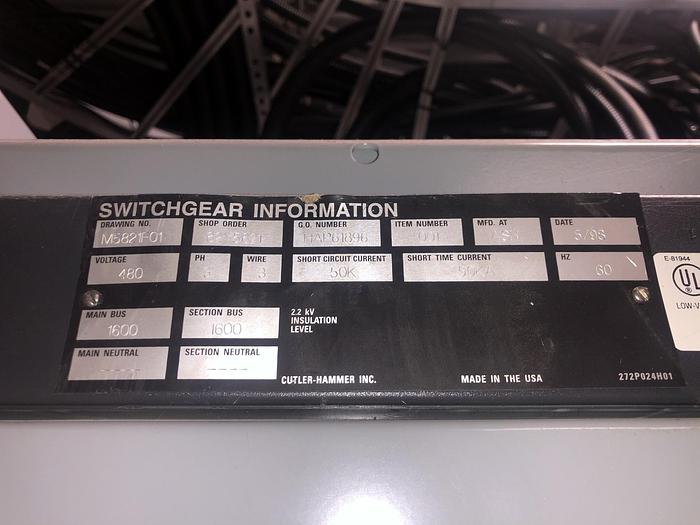 Used CUTLER HAMMER DS II METAL ENCLOSED LV SWITCHGEAR