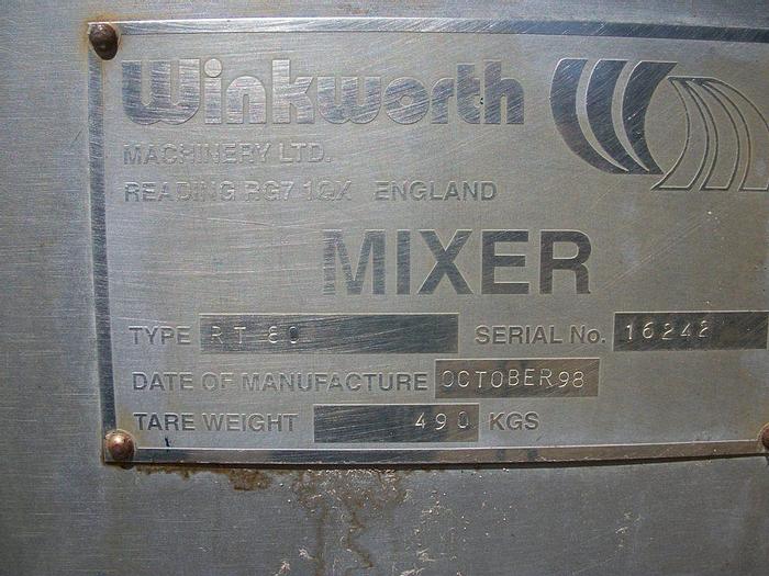 Used Mixer, Paddle, 5 CF, 316 S/st, Winkworth, Mdl RT80, Plow Mixer, #S741742