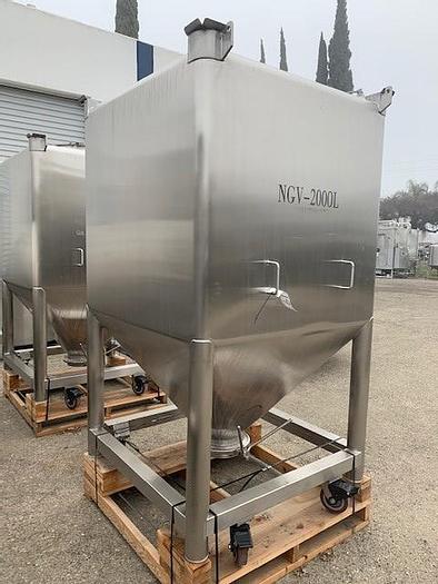 Used NGV 2,000 Liter (528Gallon)Stainless Steel Square Vertical Tote