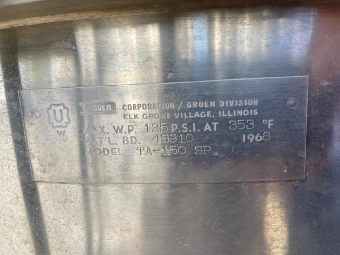 Used Groen 150 Gallon Stainless Steel Jacketed Mix Kettle With Dual Agitation