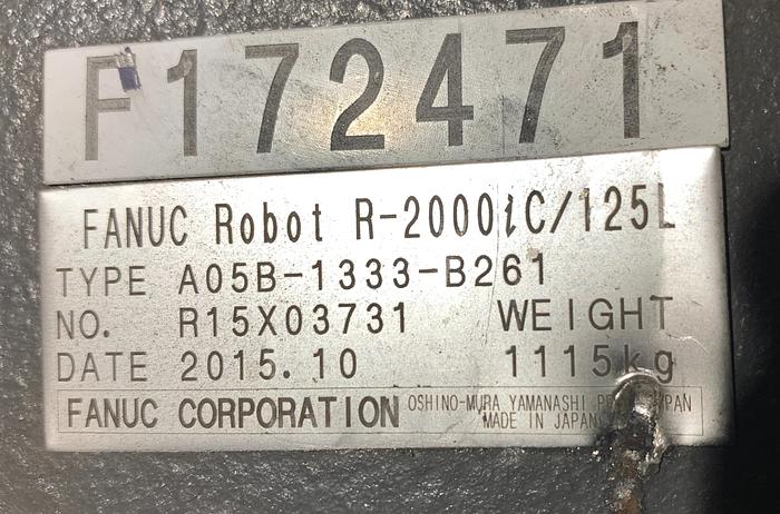 Used FANUC R2000iC/125L 6 AXIS CNC ROBOT WITH R30iB CONTROLLER, IR VISION, 125KG X 3,100 MM H REACH