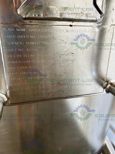 Used DCI  200 Liter Stainless Steel Jacketed Mixing Tank w/ PharMix Agitator