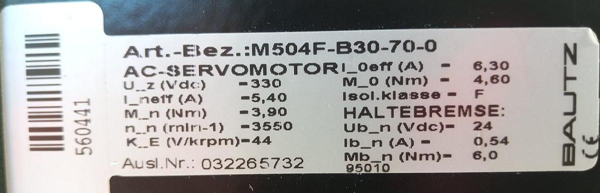 Gebraucht Bautz AC-Servomotor M-504FB30-70-0