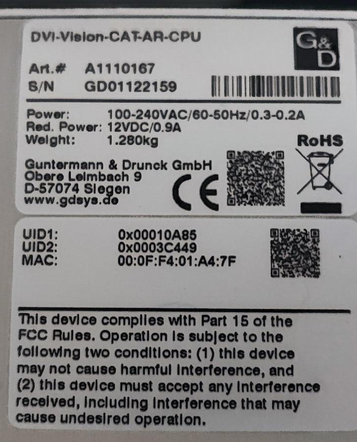 Guntermann & Drunck DVI-Vision-CAT-AR-CPU