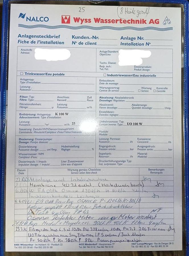 Gebraucht Wyss Wassertechnik Enthärtungsanlage K100W UO100W