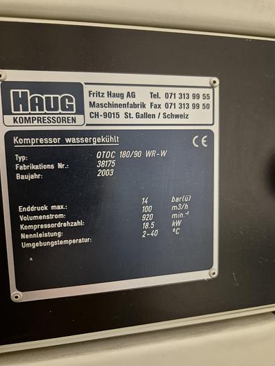 Gebraucht Haug ölfreier Kolbenkompressor QTOC 180/90 WR-W