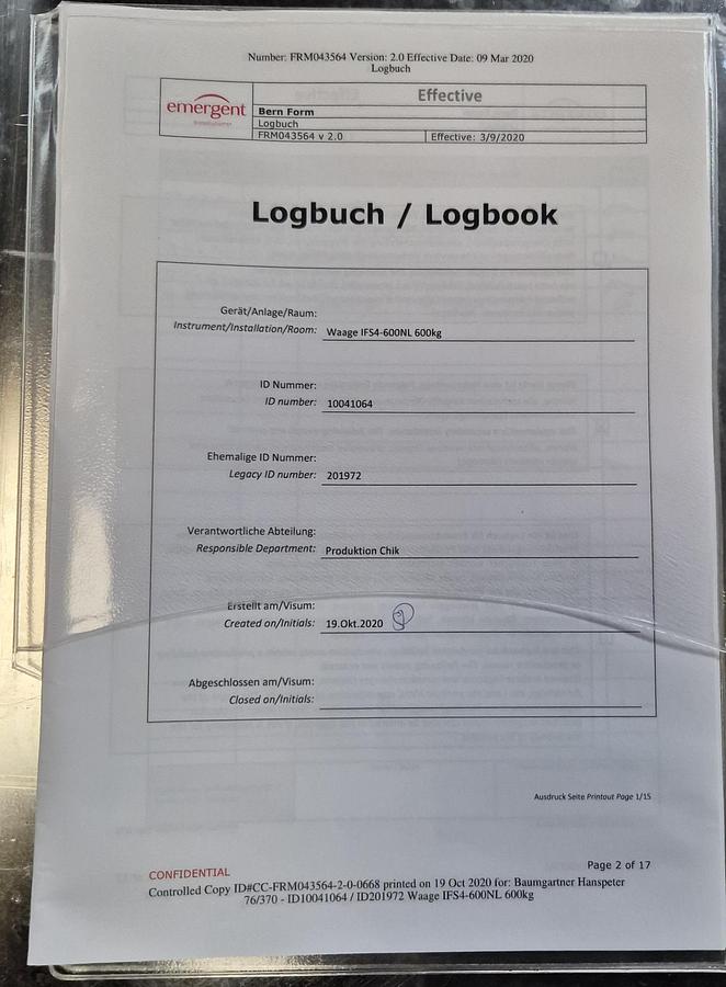 Gebraucht Sartorius AG Göttingen Bodenwaage IFS4-600NL-I