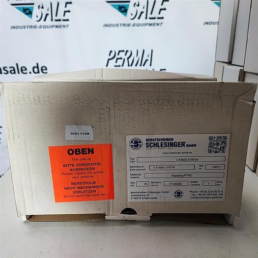 SCHLESINGER Berstscheiben C43bp5,5-05Vsi Berstdruck: 5,5 barü ±10% Hastelloy/PTFE DN15