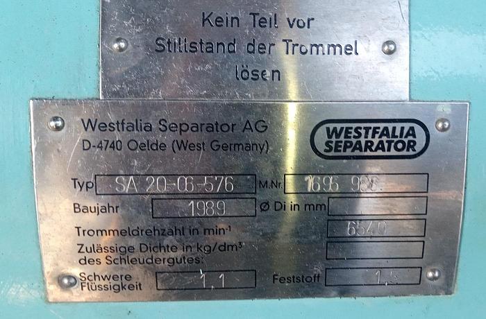 Gebraucht Westfalia Seperator/Dekanter CA365-21-19 plus SA20 Komplettanlage