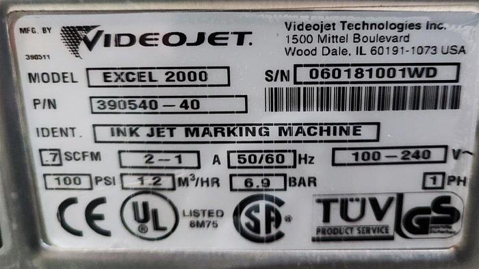 Gebraucht VideoJet Excel Serie 2000 Tinten-Jet-Coder-Drucker