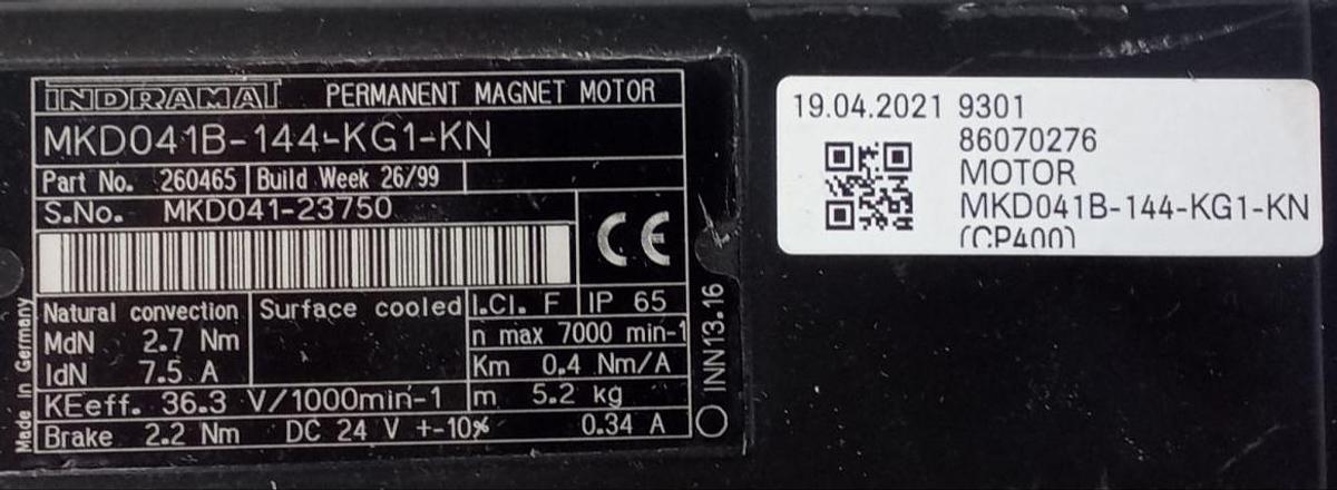 Gebraucht Indramat Permanent Magnet Motor MKD041B-144-KG1-KN