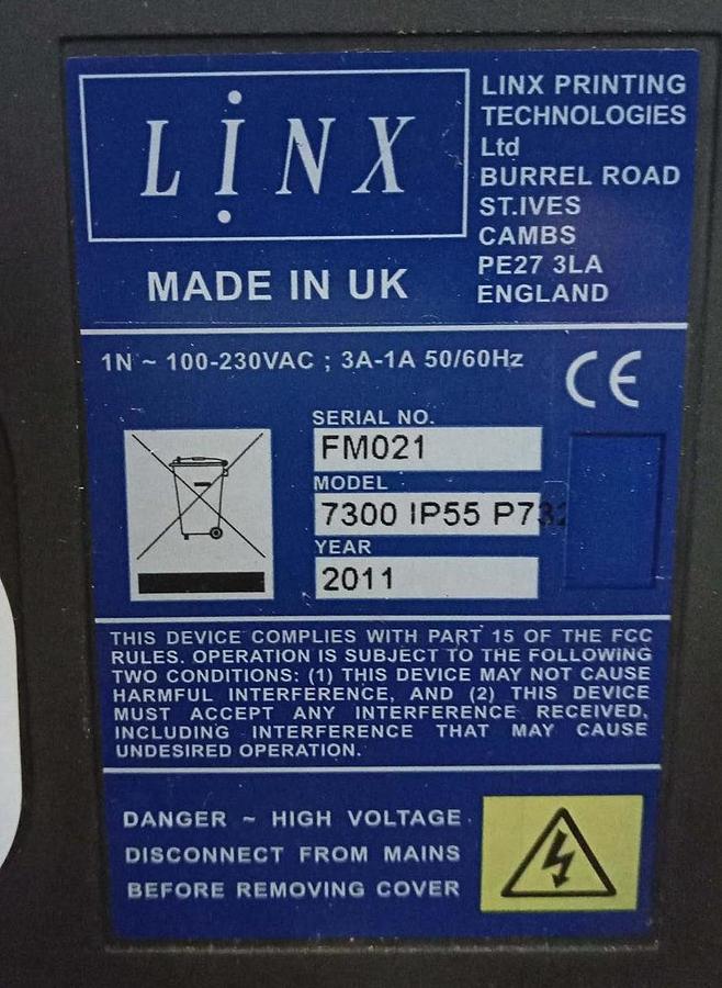 Gebraucht LINX 7300 IP55 P73 Industriedrucker mit Druckkopf Ultima 3103 C