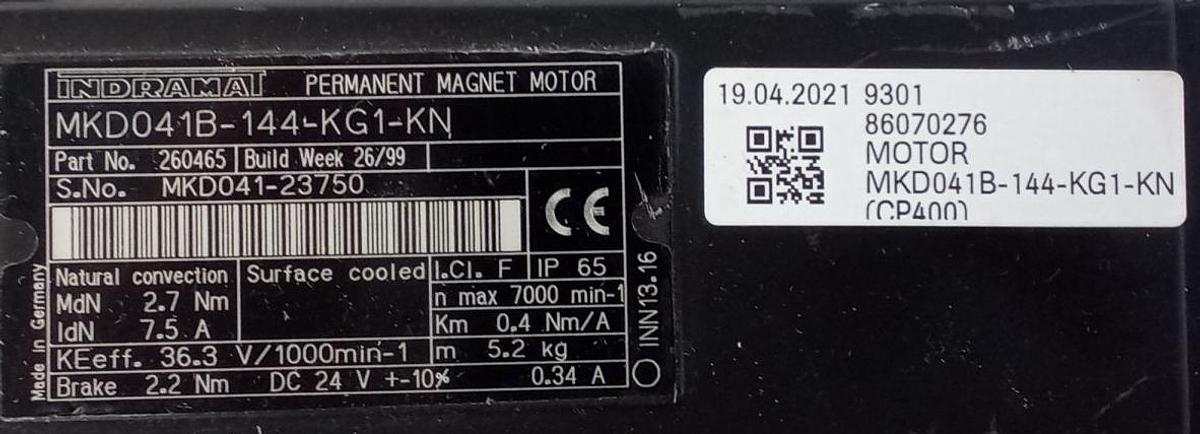 Gebraucht Indramat Permanent Magnet Motor MKD041B-144-KG1-KN