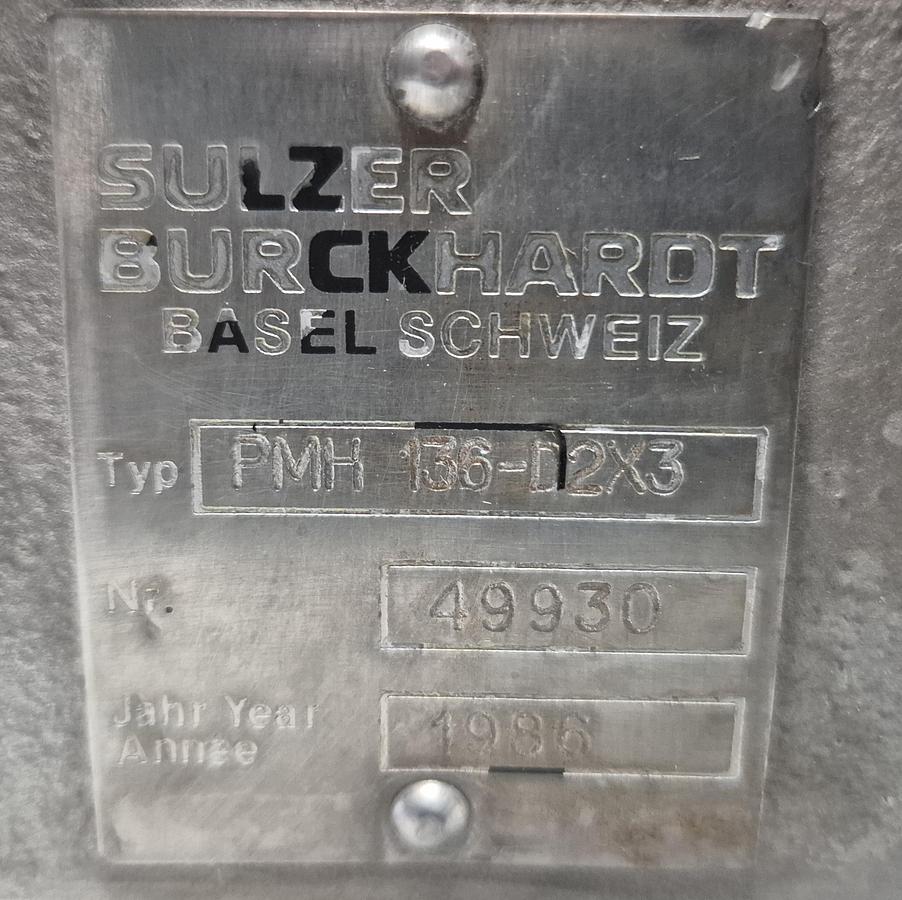 Überholt Sulzer Burckhardt Pumpe Typ PMH 136-12X3