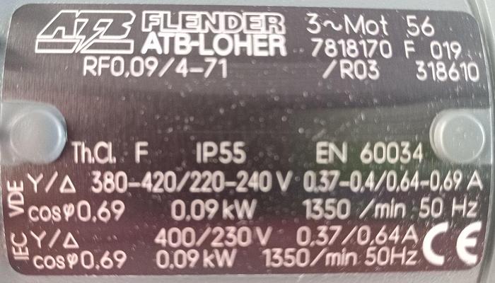 ATB Loher Flender Flanschmotor RF0.09/4-71